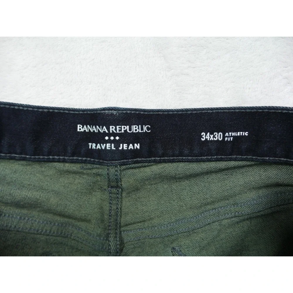 Banana Republic Travel Jeans Mens Size 34 x 30 Blue Denim Athletic Fit Dark Wash